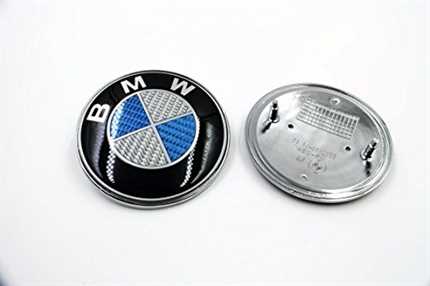 82mm BMW 2pin Roundel Hood / Trunk Emblem - Red & Gray Carbon Pattern