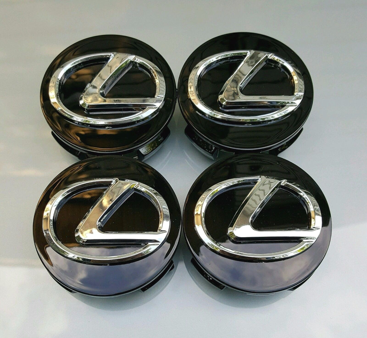 4x 62mm Lexus Glossy Black Wheel Center Caps | 6 Side Auto