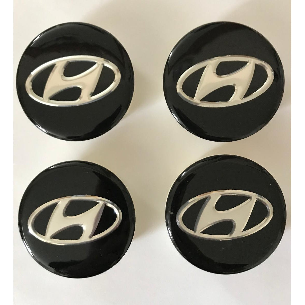 4x 63mm Hyundai Black Wheel Center Caps