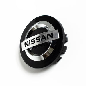 4x 54mm Black Nissan Wheel Center Caps - 6 Side Auto