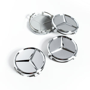 4X 75mm Silver/ Gray Mercedes Benz Wheel Center Caps - 6 Side Auto