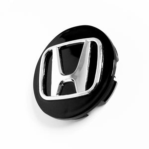 4x 69mm Honda Glossy Black 3D Chrome Logo Wheel Center Caps - 6 Side Auto