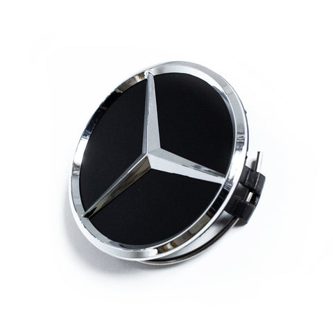 4X 75mm Piano Black Mercedes Benz Wheel Center Caps - 6 Side Auto