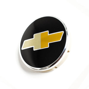4x 63mm Chevrolet Black Gold logo Wheel Center Caps - 6 Side Auto