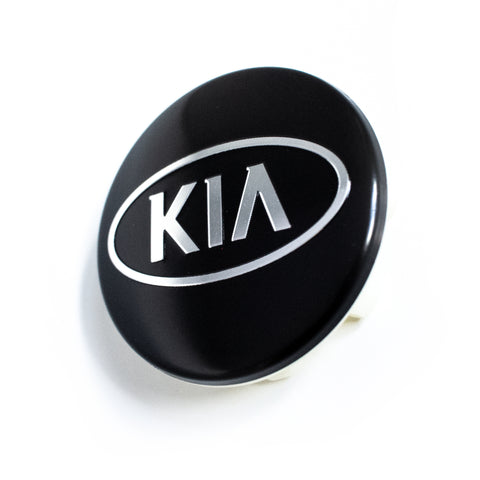 4x 58mm Kia Black Wheel Center Caps - 6 Side Auto