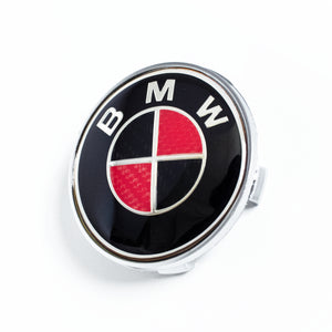4x 68mm BMW Black/Red Wheel Center Caps - 6 Side Auto