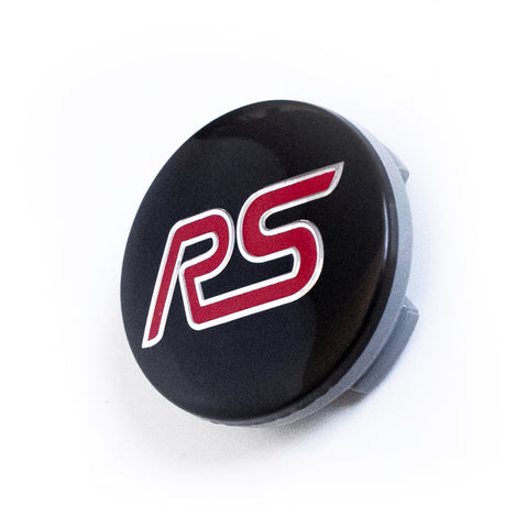 4x 54mm Ford RS Black & Red Wheel Center Caps - 6 Side Auto