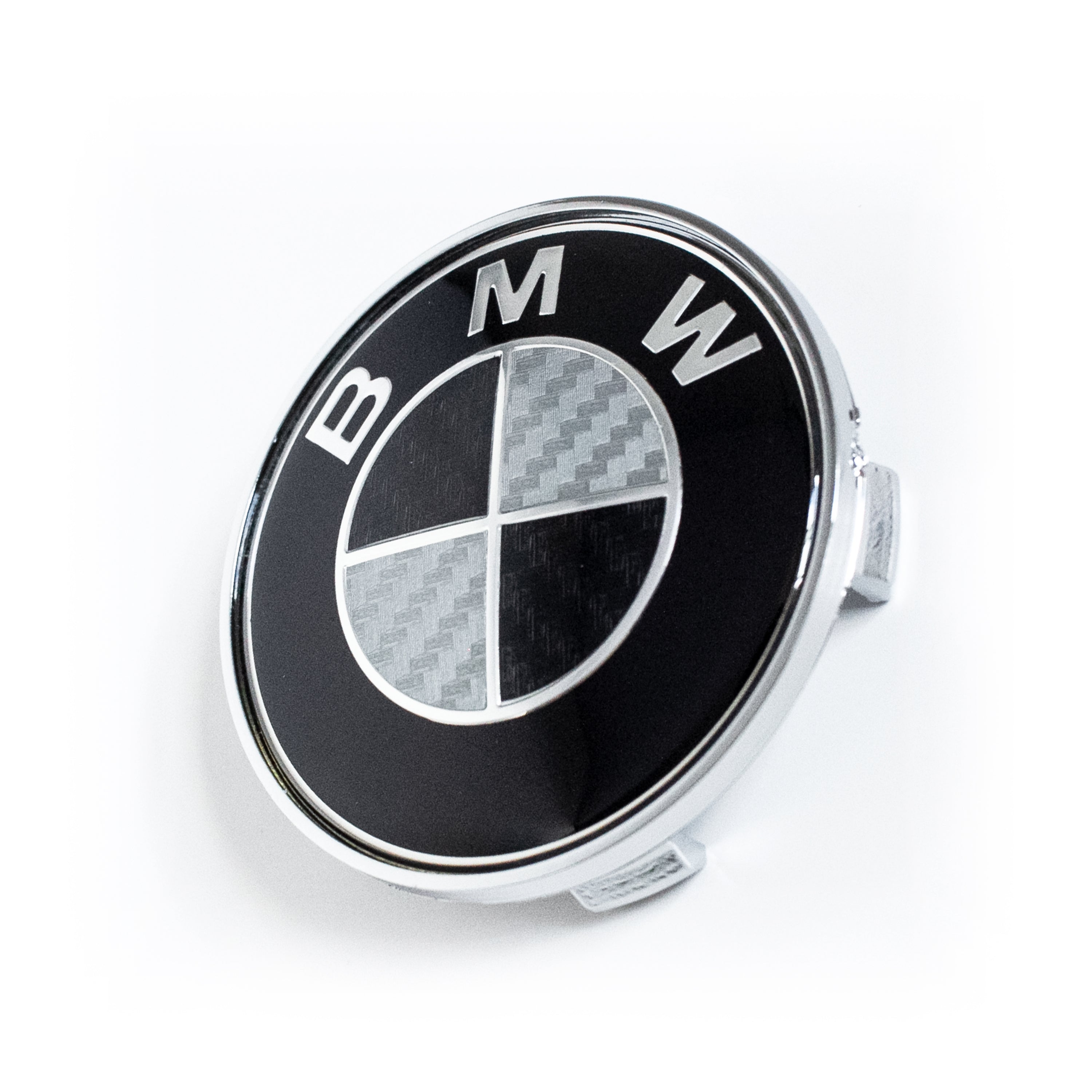 4x 68mm BMW Black & White Carbon Fiber Wheel Center Caps