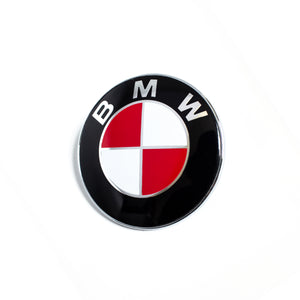 82MM BMW RED & WHITE  EMBLEM HOOD BADGE 2 PINS - 6 Side Auto