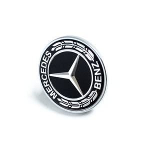 Mercedes flat bonnet badge Black and Chrome