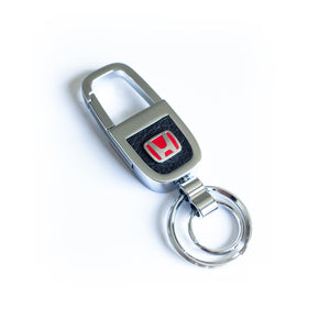 Honda SI New Metal car logo key Shinny Titanium & Leather Keychain Car Dual Ring Key fob Metal Fashion - 6 Side Auto