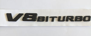 Gloss Black Flat V8 BITURBO Mercedes Benz AMG Emblem Letters Trunk Emblem Badge Sticker for Benz V8 - 6 Side Auto