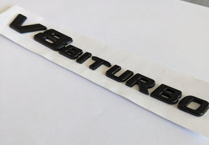 Gloss Black Flat V8 BITURBO Mercedes Benz AMG Emblem Letters Trunk Emblem Badge Sticker for Benz V8 - 6 Side Auto