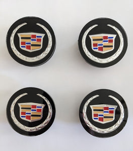 4pcs. Black Cadillac logo With Wreath Center Caps 9597375 23156594 ATS CTS CT6 XT5 SRX XTS - 6 Side Auto