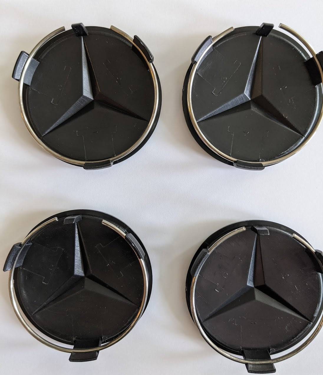 4X 75mm Matte Black Mercedes Benz Wheel Center Caps | 6 Side Auto
