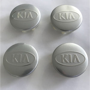 4x 58mm Kia Silver/ Gray Wheel Center Caps - 6 Side Auto