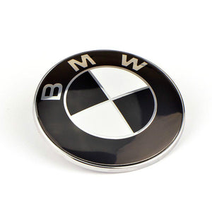 82MM BMW BLACK & WHITE EMBLEM HOOD BADGE 2 PINS - 6 Side Auto