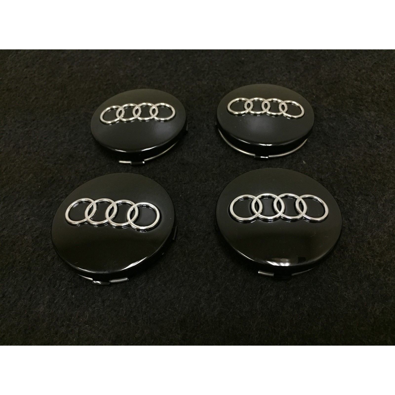 4PCS 68mm Black Audi Wheel Center Caps Fits C58834 Audi A3, A4, A5