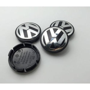 4x 65mm Volkswagen Wheel Center Caps - 6 Side Auto