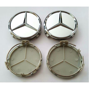 4X 75mm Silver/ Gray Mercedes Benz Wheel Center Caps - 6 Side Auto