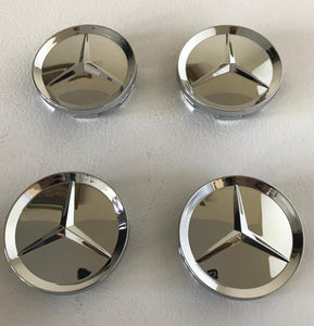 4X 63mm Chrome Mercedes Benz Wheel Center Caps - 6 Side Auto