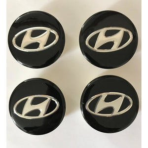 4x 63mm Hyundai Black Wheel Center Caps - 6 Side Auto