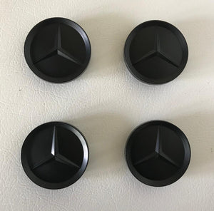 4X 63mm Matte Black Mercedes Benz Wheel Center Caps - 6 Side Auto